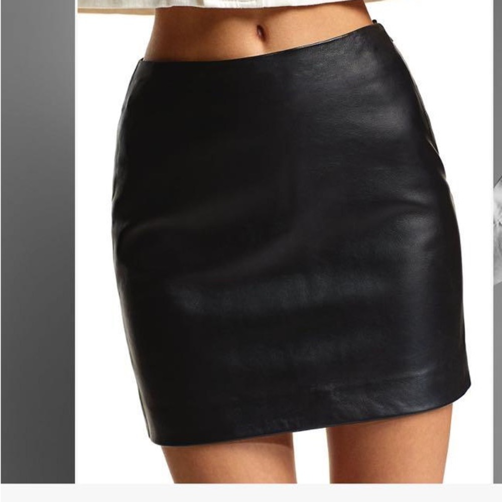 100% genuine leather Aritzia Babaton Joplin Mini Skirt Black 2